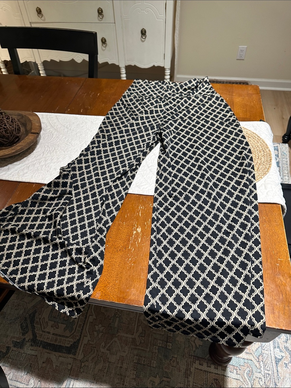 new directions Black and Tan Geometric Wide Leg Pants